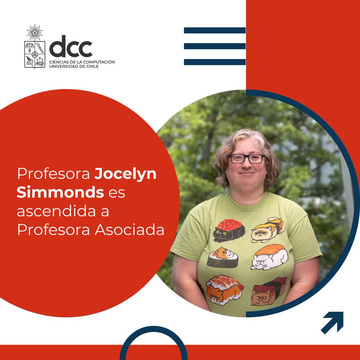 ¡Felicitamos a la profesora del #dccuchile, <a href="/jsimmond/">Jocelyn Simmonds 🌳💚💜</a>  quien fue recientemente ascendida a Profesora Asociada de la <a href="/uchile/">Universidad de Chile</a>! 👏🎉

📌Noticia en: tinyurl.com/4jzhv68v