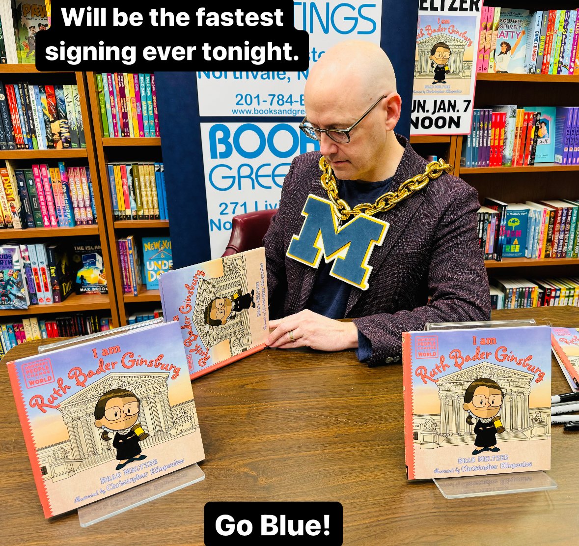 bradmeltzer's tweet photo. Starting the day on @Morning_Joe and NYC tonight. Go Blue!

#opctw #morningjoe #goblue #michigan #preorder https://t.co/k9V4LaGMHc