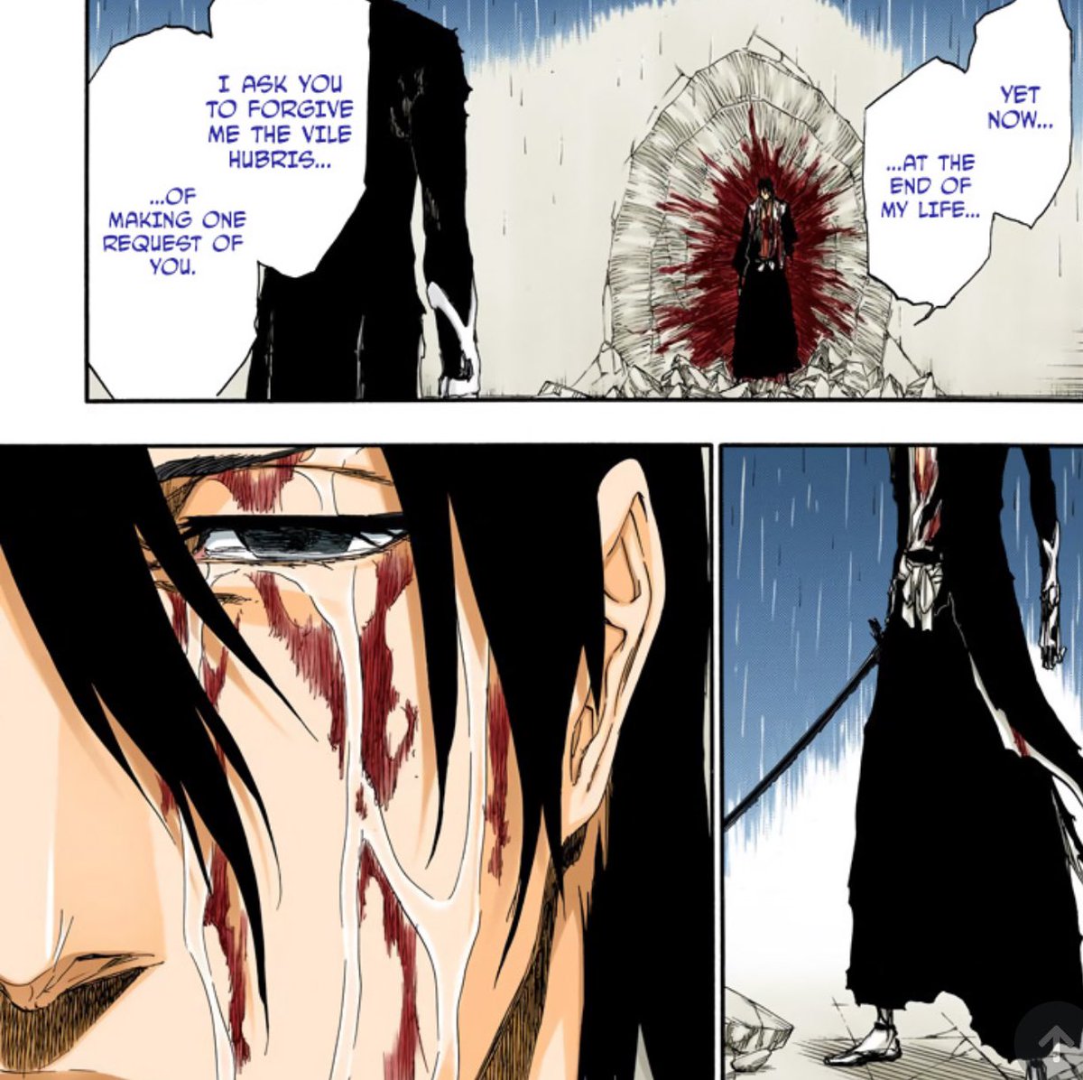 0Kyoraku0's tweet photo. #BLEACH 
#BLEACHTYBW 
#BLEACH2024 
#BLEACH千年血戦篇 
#بليتش 

منذ تلك اللحظة… منذ أن أنقذ ايتشيقو كوتشيكي روكيا من الإعدام … وبعد مواجهةٍ حامية الوطيس بينهما تغيرت افكار كوتشيكي بياكيا تغيرًا جذريًا فهذا الشيء قد ظهر ٣ مراتٍ إلى الآن، المرة الاولى عندما تحدثّا بعد القتال والمرة الثانية عندم�� طلب بياكيا من ايتشيقو الذهاب لمواجهة آيزن وأخيرًا هنا بياكيا يضع كل ثقته بإيتشيقو ويطلبه بترجّي من اجل حماية مجتمع الأرواح فقط!!!!