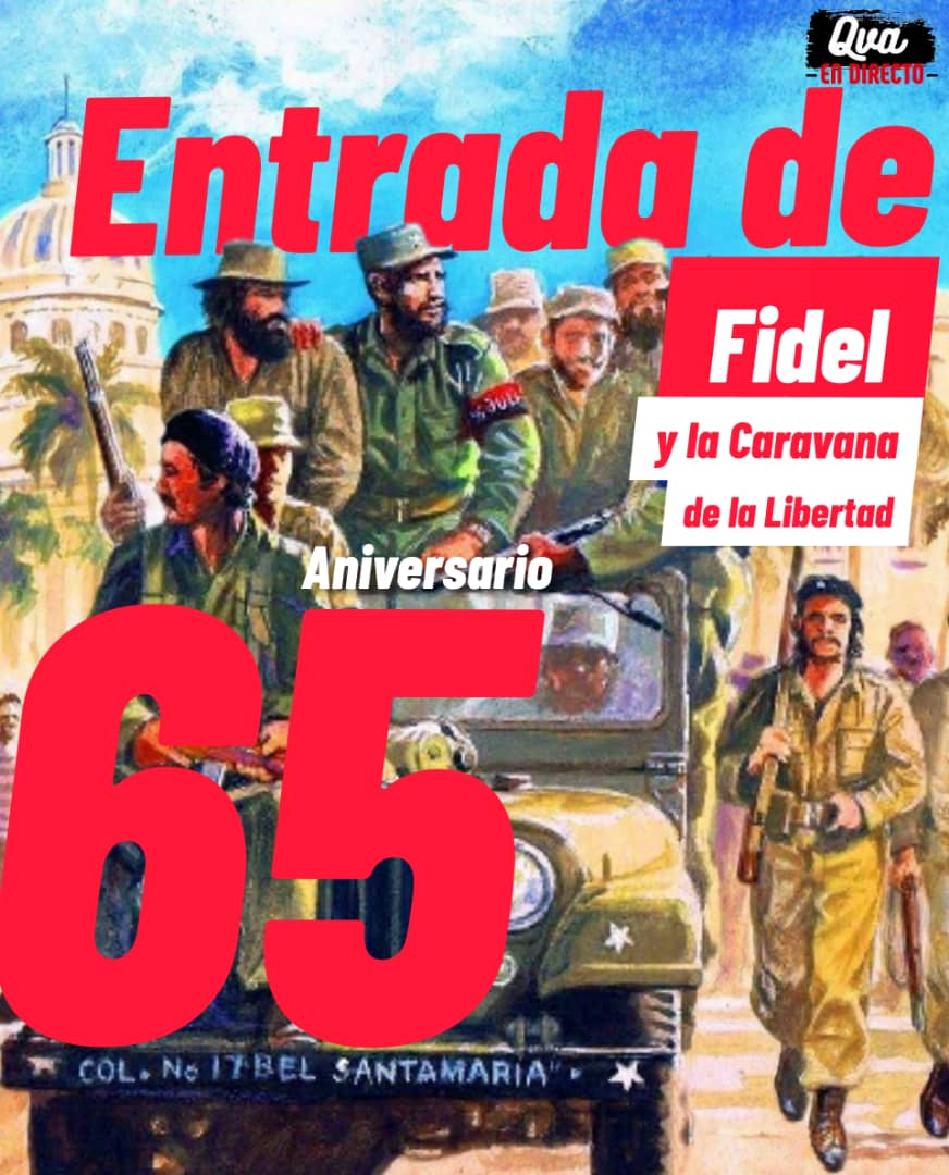 <a href="/MMarreroCruz/">Manuel Marrero Cruz</a> 8 de enero los barbudos volverán a entrar en la Habana. Y como entonces describía #FidelPorSiempre: «la alegría es inmensa y sin embargo queda mucho por hacer todavía». El espíritu rebelde nos guía. #EstaEsLaRevolución