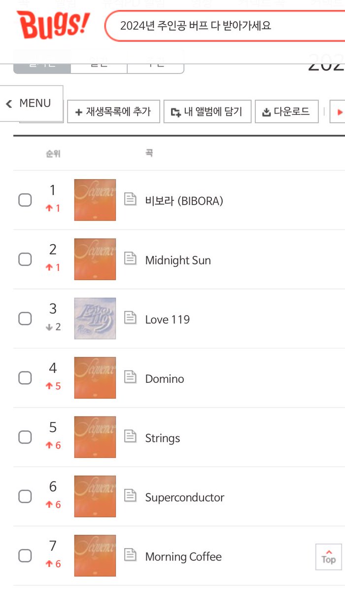 twinkyxstar's tweet photo. What a beautiful sight on Bugs music chart 🥰

#SF9 #에스에프나인 #13TH_MINI_ALBUM #Sequence #비보라 #BIBORA https://t.co/2p5bE6VHj8