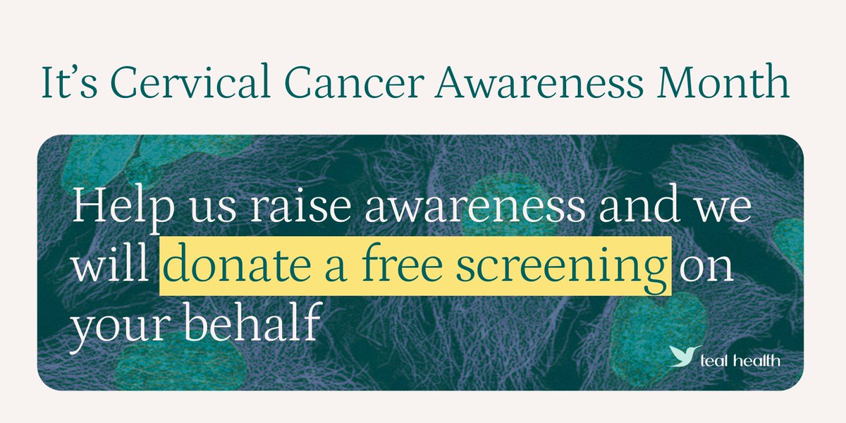 We have the power to eliminate cervical cancer as a public health concern in the US. Some countries are set to do this by 2035! Help us donate up to 1,000 free cervical cancer screenings! 
bit.ly/41PdH9y
#closethescreeninggap #cervicalcancerawarenessmonth #tealhealth