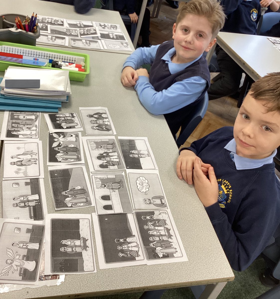 OurLadysCP's tweet photo. Year two have been sequencing the Christmas Story. @OurLadyandAllS1 #CST #REInAction #CatholicLife #Teamwork https://t.co/ONeoM4UwDr