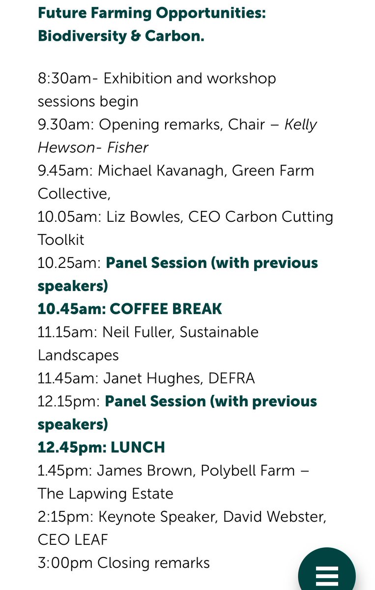 Lots to see & hear about current & future farming opportunities at #LFC2024 @Churchfarmkav @TheGreenFarmCo1, @hayneoak @FarmCO2Toolkit, @JanetHughes @DefraGovUK, Neil Fuller @sustainableftrs, James Brown from Polybell Farm, David Webster @LEAF_Farming seetickets.com/event/lincolns…