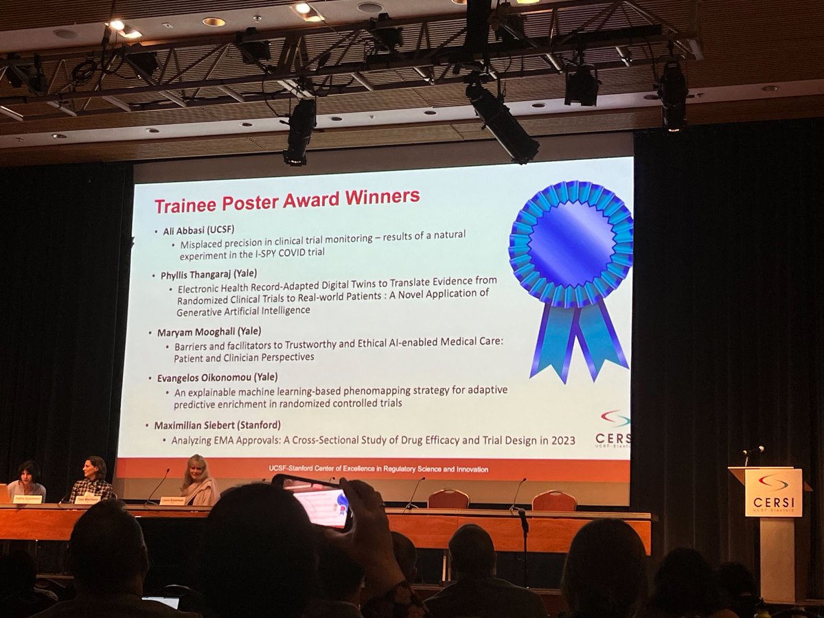 Congrats to @cards_lab members @PhyllisTweets & @ekoikonomou for securing 2 of 5 top awards for science presented at the Annual CERSI Innovations in Regulatory Science Summit in San Francisco. So proud! @YaleCardiology @YaleMed @US_FDA @jsross119