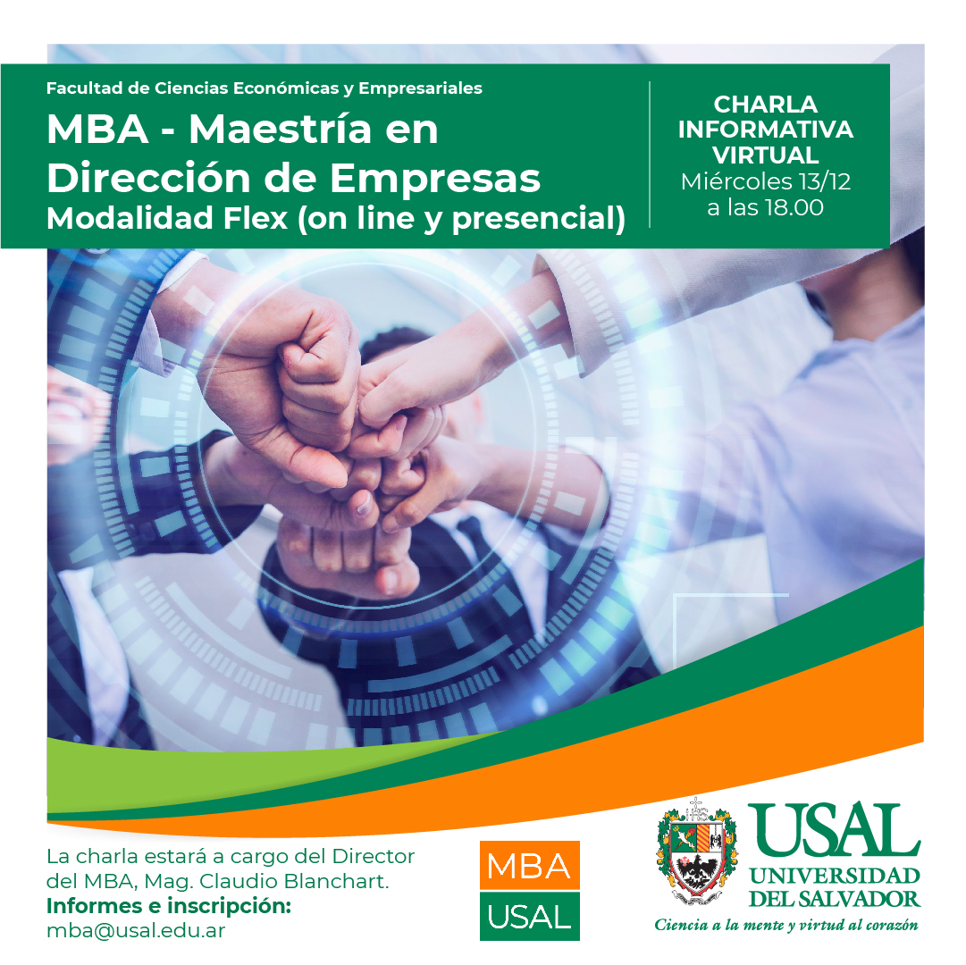 USalvador's tweet photo. #MBAUSAL. La mejor oportunidad para seguir creciendo #USALIZATE
Modalidad FLEX! (presencial y a distancia)
Inscribite a la charla informativa! 👉🏼 https://t.co/YAzMpNYF7P
#negocios #empresas #innovación #competitividad https://t.co/V9B80y23Io