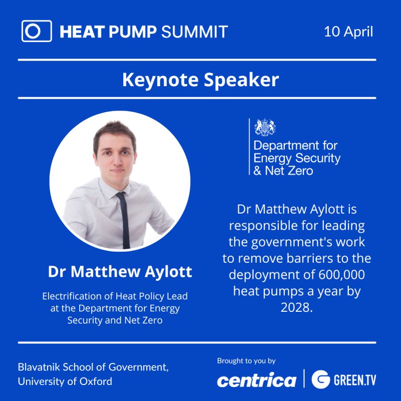 Delighted to be speaking at the inaugural Heat Pump Summit on 10 April 2024 @BlavatnikSchool in partnership with @CentricaPLC. Should be a great opportunity to share insight into how we can accelerate deployment of heat pumps in the UK. Details here 👉heatpumpsummit.com