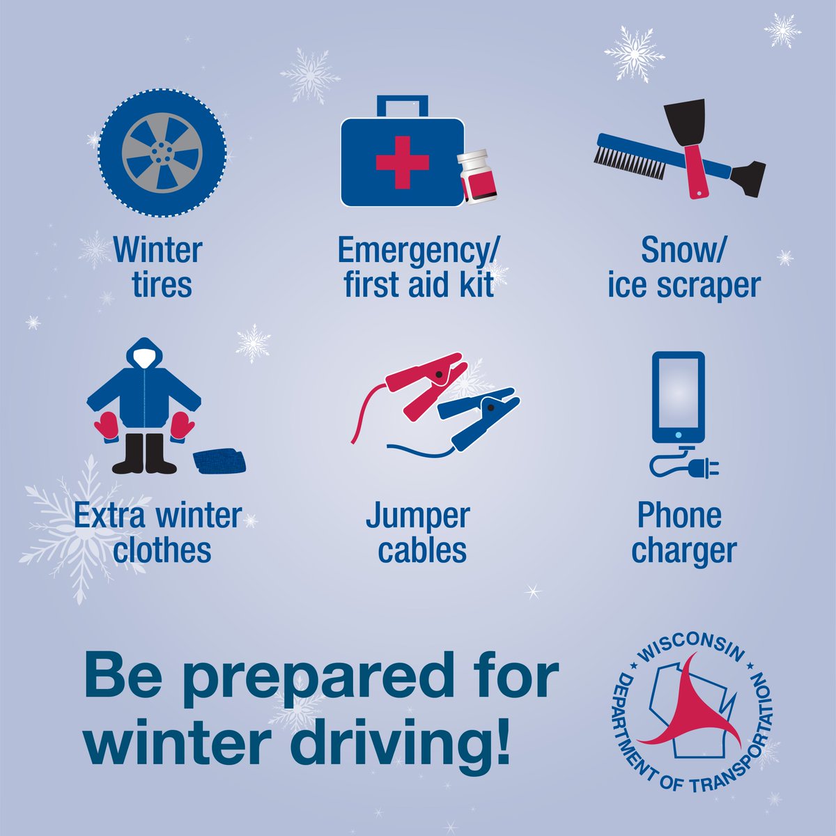 With winter storm warnings declared for most of the state, it's a perfect time to prepare your vehicle for winter: ✅Consider installing winter tires ✅Pack an emergency kit ✅Keep a snow scraper, extra clothes, phone charger, and jumper cables in your vehicle