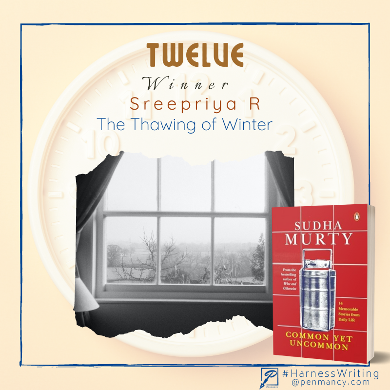 penmancy's tweet image. WINNERS: #HARNESSWRITING: TWELVE

Let's congratulate:
🥉Through Forest and Fate: A Crimean War Saga by Prasanna TG
🥈 How Santa got his Happily Ever After by Khushboo Shah
🥇 The Thawing of Winter by Sreepriya R

#writingprompt:  penmancy.com/twelve

#storywritingcontest