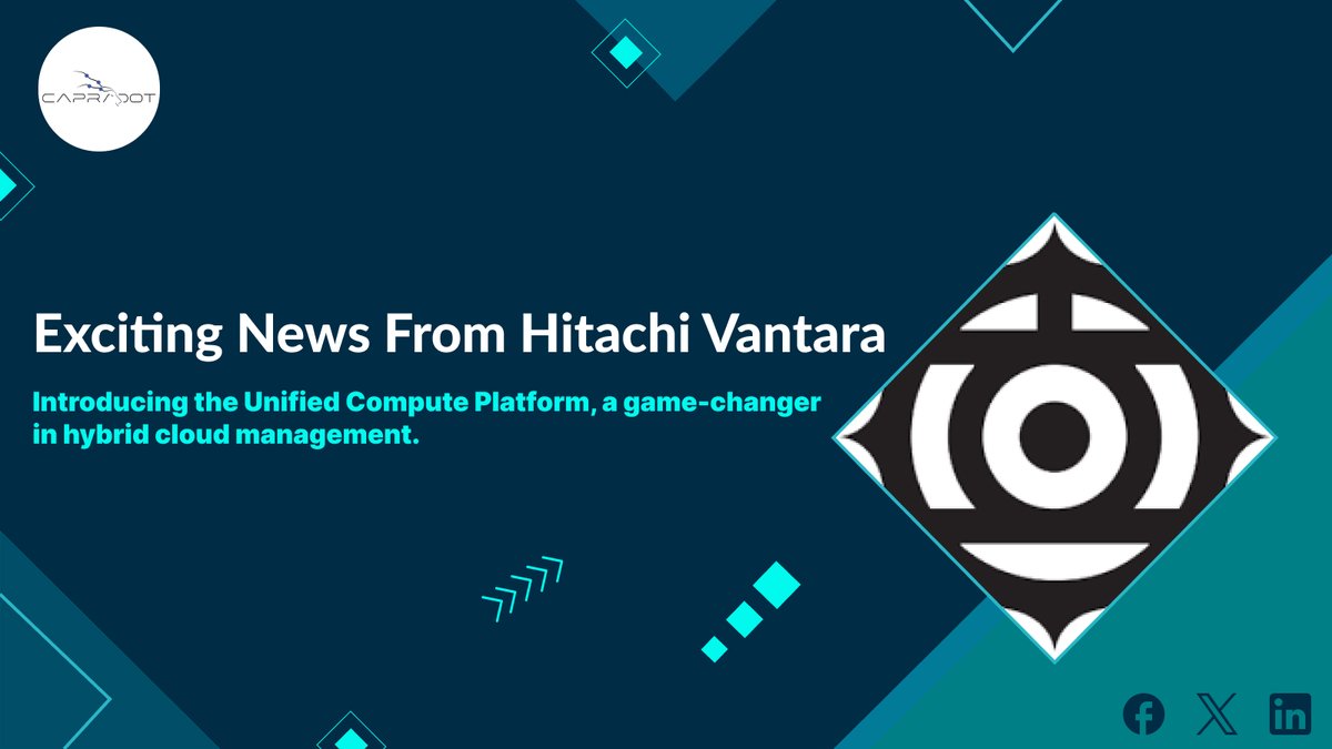 CapraDott's tweet photo. Breaking barriers in cloud management! 
Hitachi Vantara unveils the Unified Compute Platform for a dynamic hybrid cloud experience. 
#HybridCloud 
#TechInnovation 
#capradot
#AI
#IOT https://t.co/5qjXB95sSk