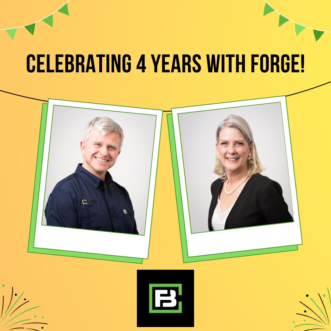 ForgeBuildingC1's tweet photo. Join us in wishing Account Executive, Phil Warchol and Contract Administrator, Darla Newman a happy 4th anniversary with Forge. We appreciate these two and all they contribute to the company, our customers, vendors, and partners. Cheers!
#forgeahead #teamforge https://t.co/jTPodFw9Ln