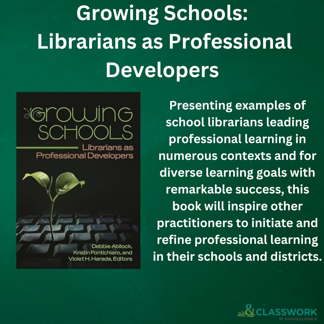 We're back for 2024 with #PDMonday! Growing Schools: Librarians as Professional Developers stands apart from other works as the first book that directly addresses the potential role of the school librarian as a staff developer. Ask #YourBNRep for more info today 📚