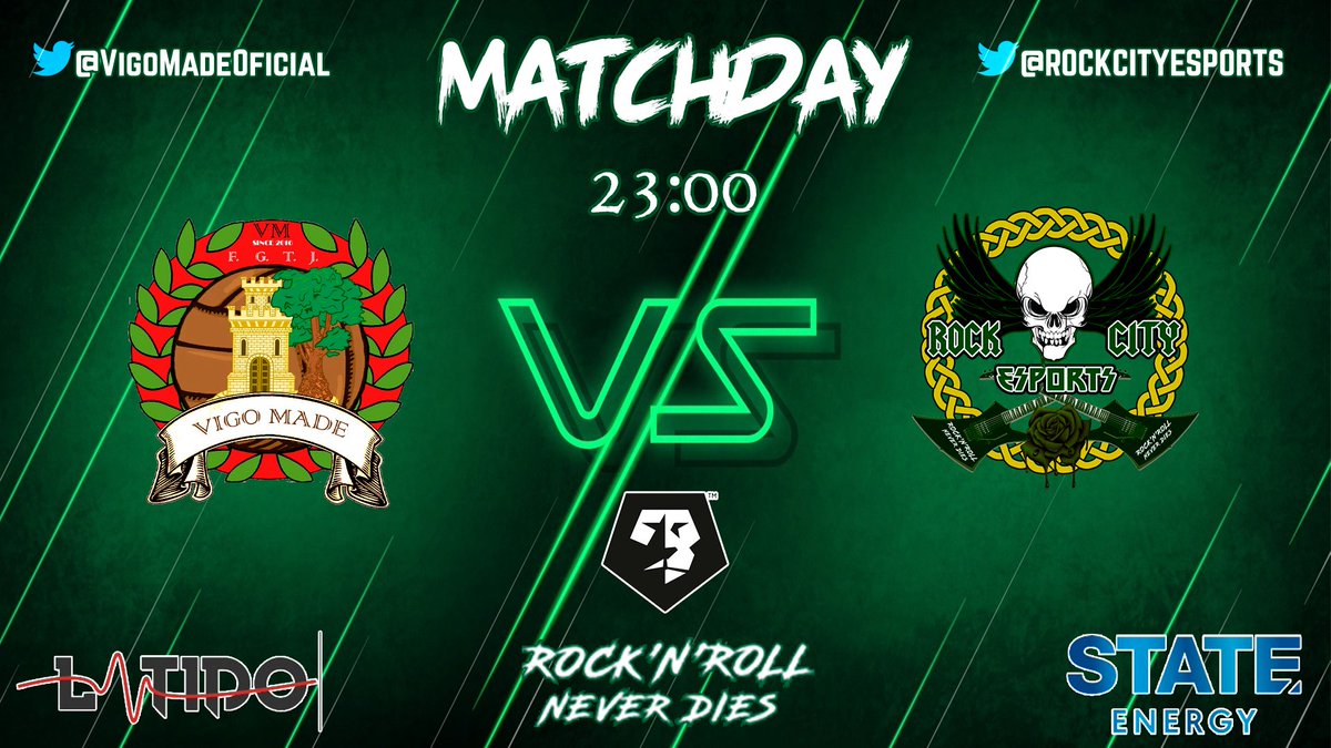 RockCityEsports's tweet photo. 🔥MATCHDAY🔥

¡Buenas tardes Rocker@s! ¡Volvemos a la carga con las pilas recargadas para seguir dándolo todo y mas en estos tremendos campeonatos!

🏆|@VFOspain 
🕚|23:00
🆚|@VigoMadeOficial 

🏆|@VPG_Spain 
🕚|23:20
🆚|@SPORK_TEAM 

@latidoshop @statedrinks @ComunidadClubes https://t.co/3uGdB5KbdD