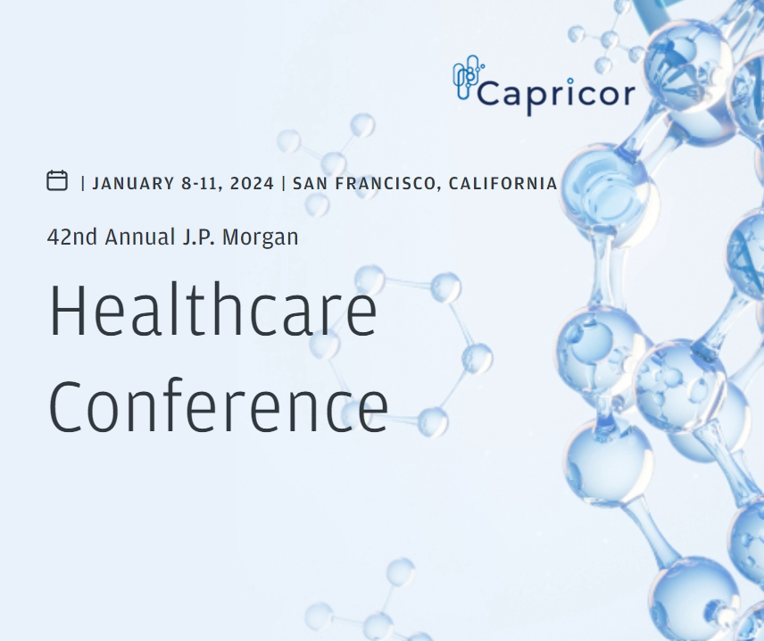 Capricor's tweet photo. Capricor is excited to be attending the 42ndAnnual @jpmorgan Healthcare Conference this week in San Francisco! We are looking forward to connecting with our #biotech industry partners and investors on the latest developments for our #CAP1002 and exosome platforms.
#CAPR #JPM24 https://t.co/bO8RxFLJCS