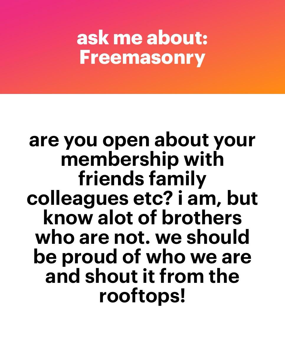 thecraftbloke's tweet photo. I am open about my membership and am always ready to explain: 1) the reasons I joined; 2) demystify any misconceptions about the Craft; 3) clarify any doubts. 

For some people, I won't tell voluntarily - only if they ask. If they ask, I won't lie. 

However (+) https://t.co/wR8VOKRYAh