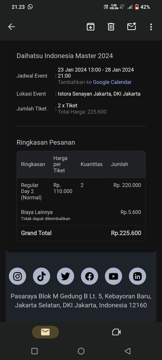 rdichdy's tweet photo. Krn sepertinya ak tdk bisa libur di tgl 24 Jan. Jd mau coba ku jual aja ni tiket. 

WTS DIM 2024, Day 2, Regular, 2 tiket 👍🏻✋ https://t.co/MeUFoV4NsC