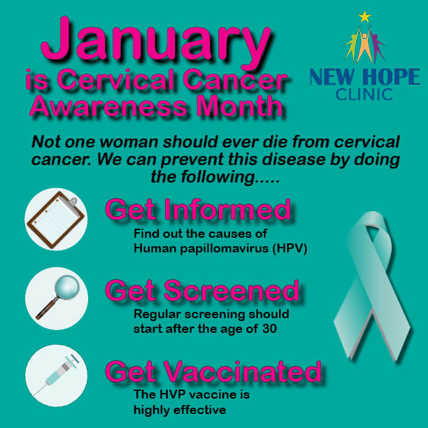 NewHopeClinic2's tweet photo. January is Cervical Cancer Awareness Month:
📷 Get Informed
📷 Get Screened
📷 Get Vaccinate
#monthlyhealthawareness #cervicalcancer #newhopeclinic #charitableclinic #healthawareness https://t.co/GNL1sozihQ