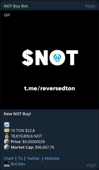 tonreversed's tweet photo. We are happy to announce custom $NOT buy bot has been built and is already fully functioning.

Come check it out - https://t.co/wg6gxM4Nj3

$TON  #notcoin #reversedton #tonreversed https://t.co/GfOyiOwNQZ