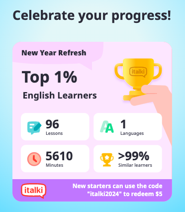 Zicrox's tweet photo. Last year's resolutions fulfilled ✌️ #italkiRefresh on @italki Thanks! https://t.co/FmDOpquKas