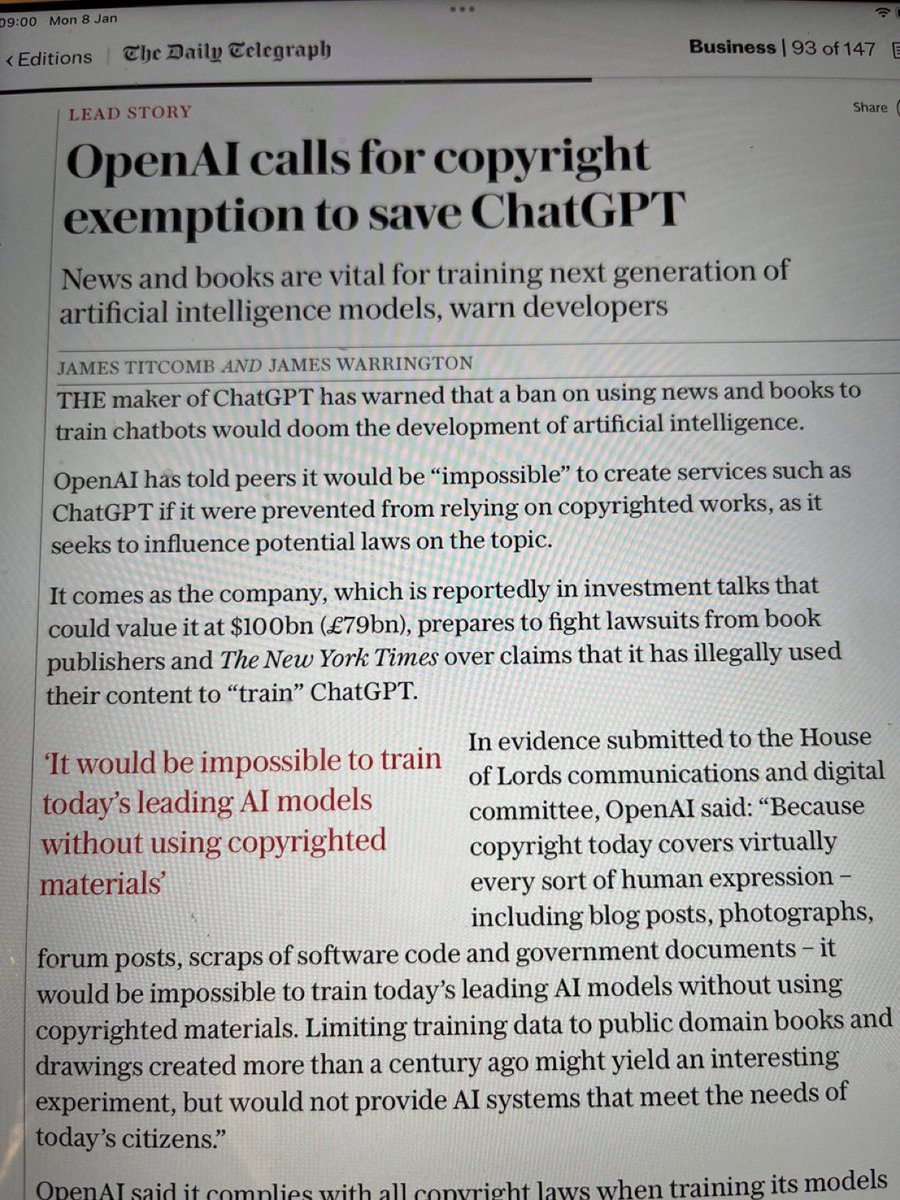 Y’AAALL, GenAi companies are going to start asking for COPYRIGHT EXEMPTION. Remember when they first told us they DIDN’T train on copyrighted data and that everything was ETHICAL?! A year later now they are begging to not get sued anymore for training on our shit. GETFUKT!!