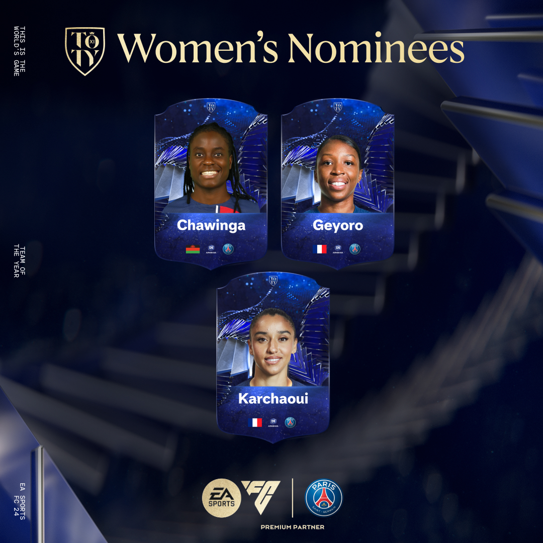 PSG_inside's tweet photo. 🔵 8️⃣ joueuses et joueurs du Paris Saint-Germain parmi les nommés #TOTY 👏

🗳Votez dès maintenant ➡ https://t.co/kAqhpVHqkU

@EASPORTSFC #FC24