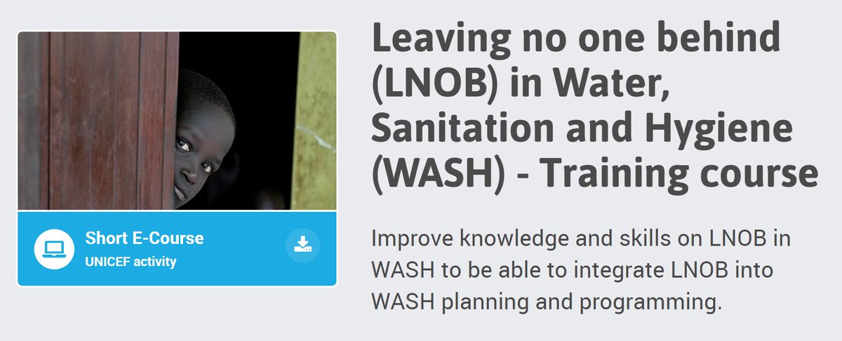 RuralWaterNet's tweet photo. Are you a water professional looking to improve your knowledge and skills on leaving no one behind #LNOB in #WASH? 

Join the @UNICEF Training course👉 https://t.co/uGGwkqYhb0

⏰ Takes about three hours to complete
🆓 Free of charge
📜 #UNICEF Learning Certificate https://t.co/DekqambtZv