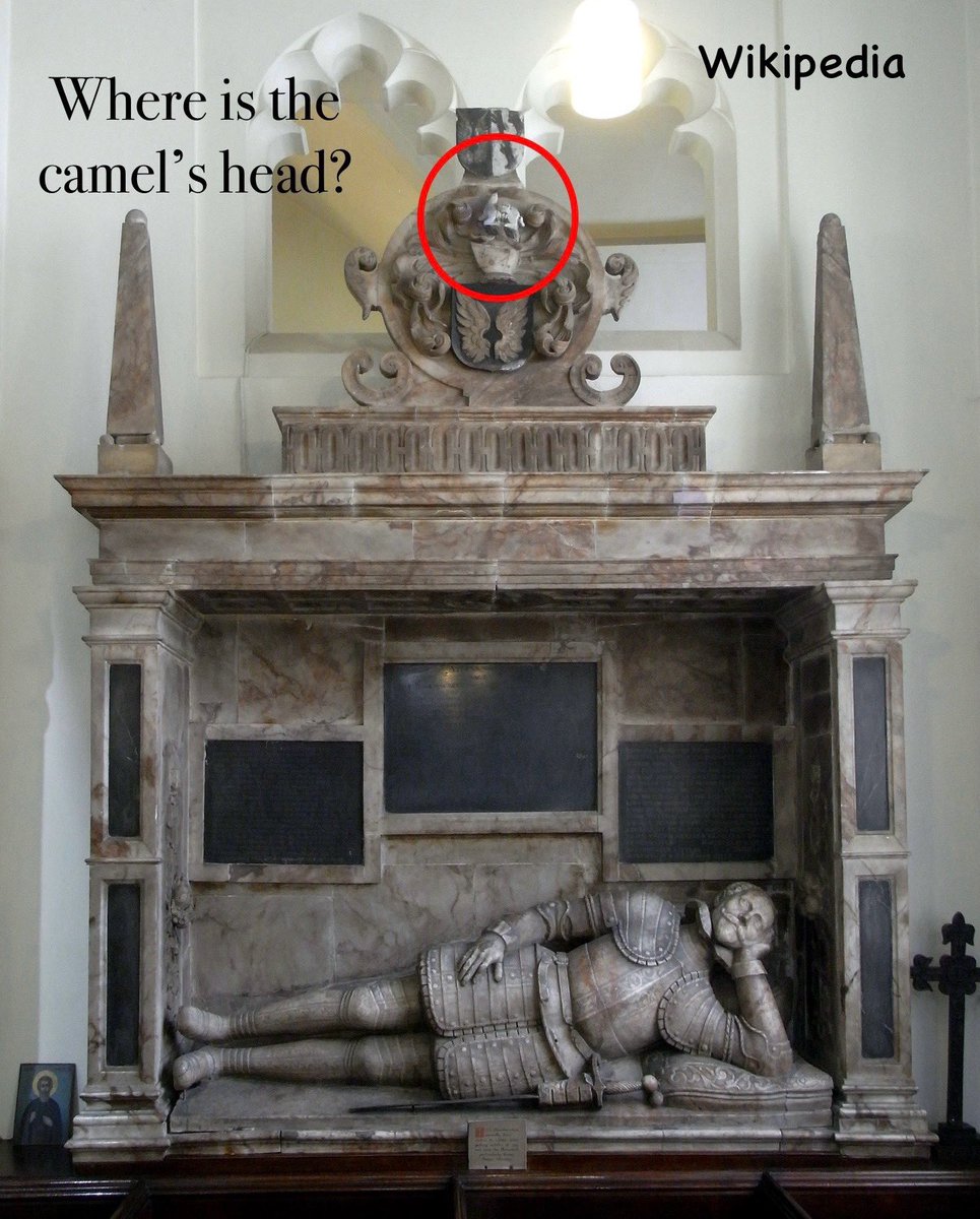 NatisArms's tweet image. Tho. Ridgeway, 1st Earl of Londonderry (1565? – 1631) was an English administrator active in Ireland. 
BL, Harley MS 1053, c.1640, a book of #heraldry by John Withie, a painter of the #CollegeofArms. 
His monument is in Tor Mohun Church, #Devonshire, #camel #MondayMotivation