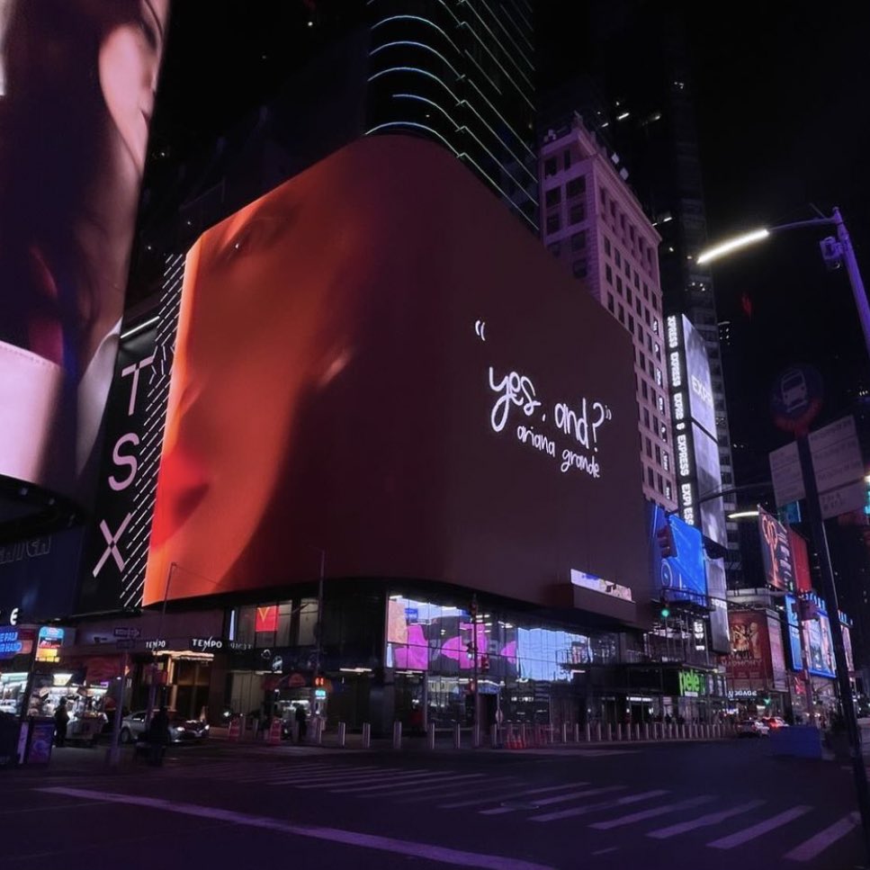 theegrandeheels's tweet photo. “yes, and?” billboard in times square, nyc https://t.co/NSweVWcT3Q
