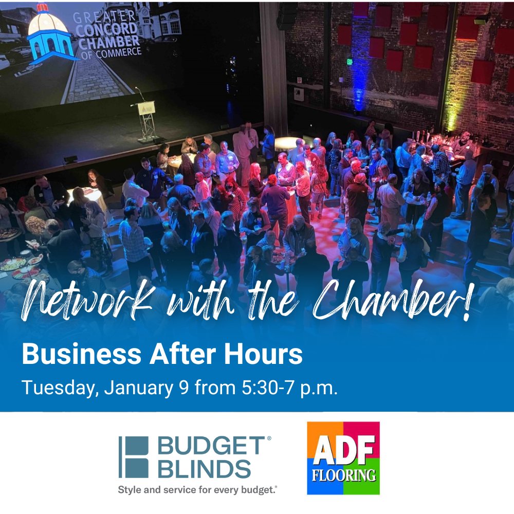 Concord Chamber (@concordchamber) on Twitter photo Kick off the new year with a great #networking #event! We'll be at <a href="/BudgetBlinds/">Budget Blinds</a> and ADF Flooring tomorrow night for hors d'oeuvres, drinks, door prizes giveaways, and a great time with Chamber friends.
Sign up β¬
bit.ly/januarybah
#concordnh #nh #networkingevent Kick off the new year with a great #networking #event! We'll be at <a href="/BudgetBlinds/">Budget Blinds</a> and ADF Flooring tomorrow night for hors d'oeuvres, drinks, door prizes giveaways, and a great time with Chamber friends.
Sign up β¬
bit.ly/januarybah
#concordnh #nh #networkingevent
