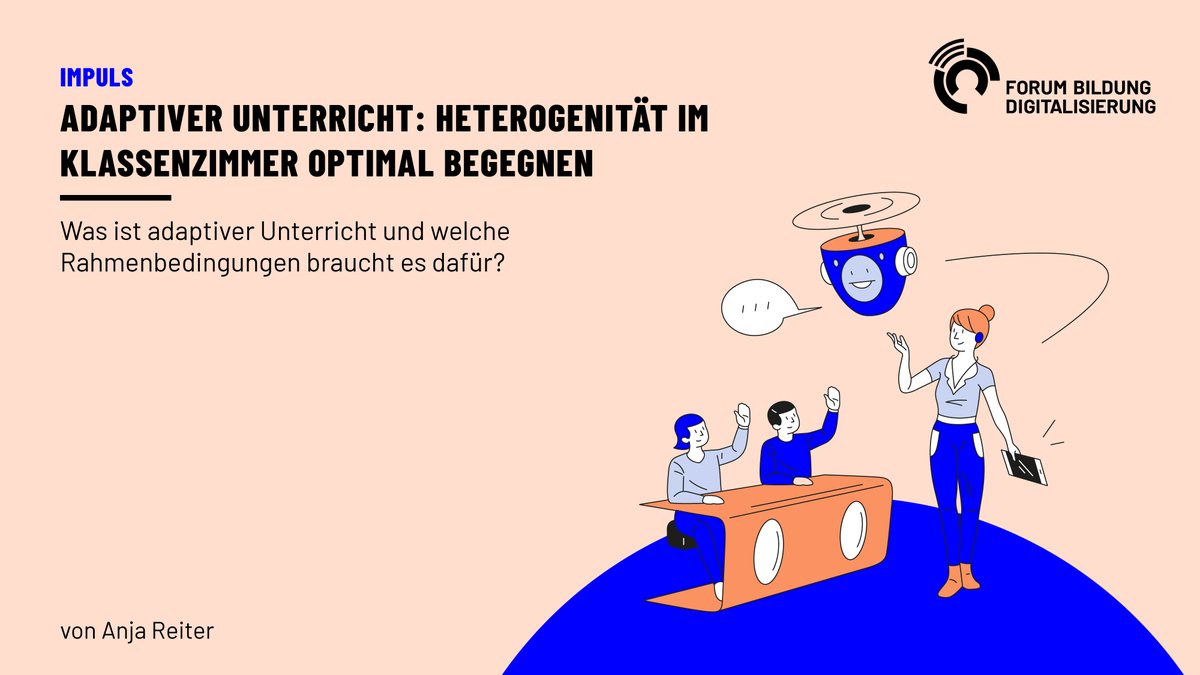 ForumBilDig's tweet photo. Adaptives Unterrichten, Einsatz von KI und notwendige Rahmenbedingungen für adaptives Lernen – darüber hat @die_anjuschka im neuen Impuls für unser Online-Magazin #PlanBD u. a. mit @tillfuetterer & @blume_bob gesprochen. Jetzt nachlesen: https://t.co/BGpxR9kfyO #twlz https://t.co/4EzjHa75O1