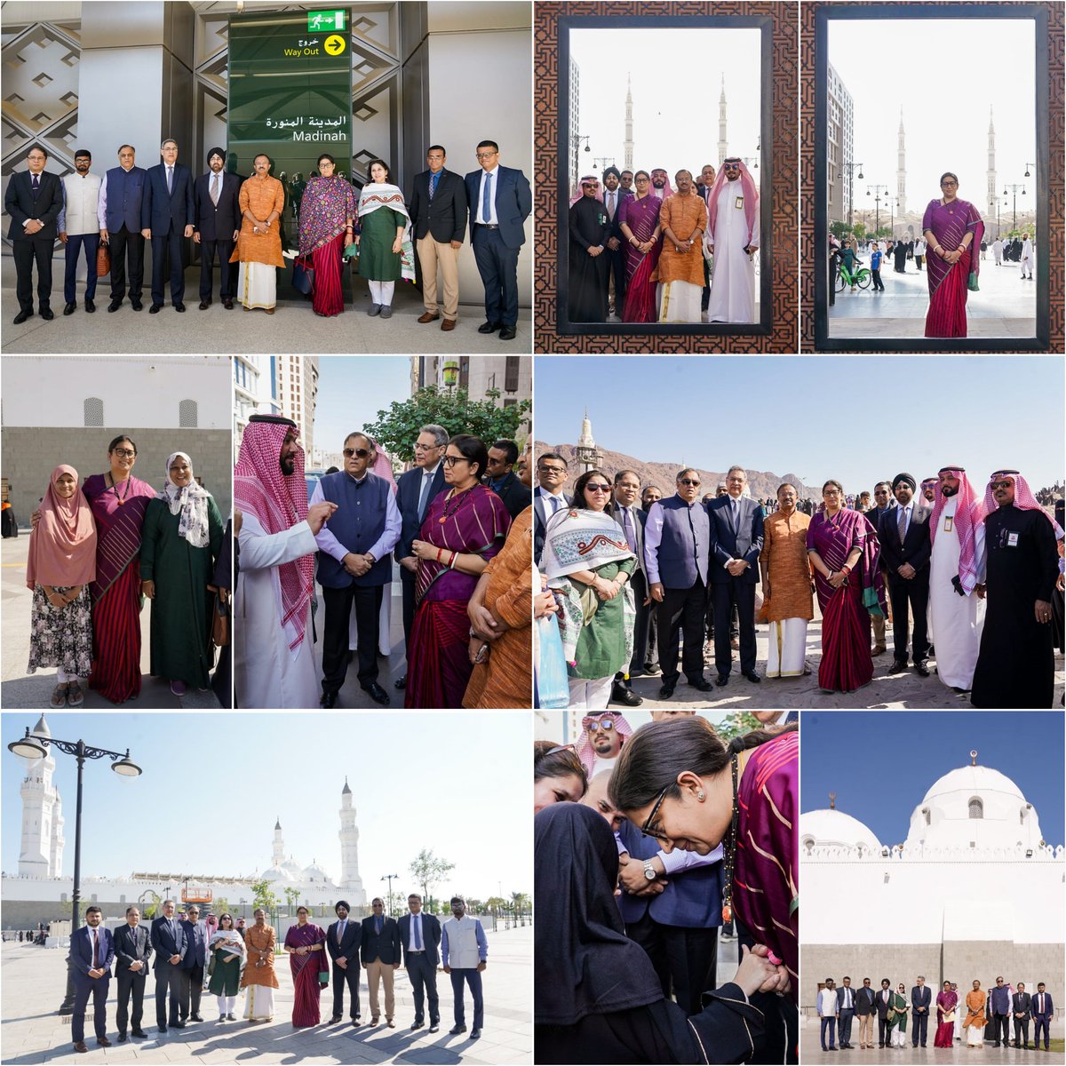 smritiirani's tweet photo. Undertook a historic journey to Madinah today, one of Islam's holiest cities included a visit to the periphery of the revered Prophet's Mosque, Al Masjid Al Nabwi, the mountain of Uhud, and periphery of the Quba Mosque – the first Mosque of Islam. The significance of the visit to these sites courtesy Saudi officials, intertwined with early Islamic history, underscores the depth of our cultural and spiritual engagement.
