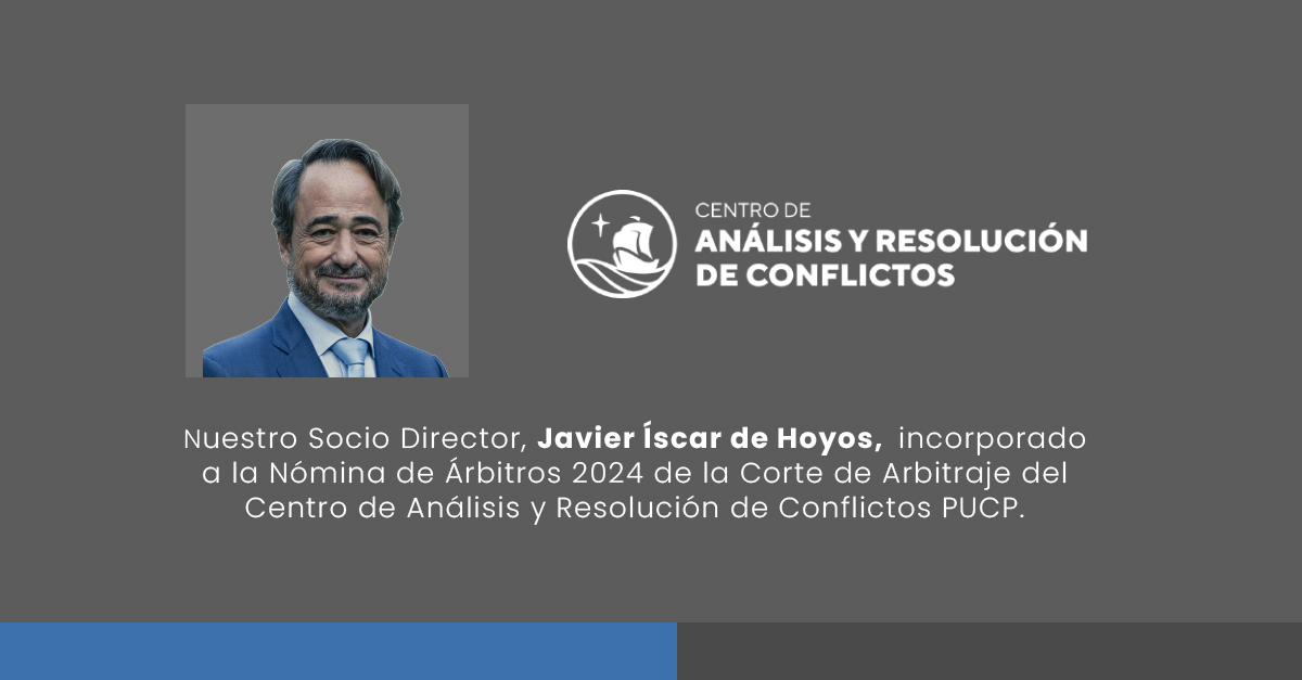 📝 El Centro de Análisis y Resolución de Conflictos (CARC) - @Pucp incorpora a nuestro Socio Director, Javier Íscar de Hoyos (<a href="/JavierIscar/">Javier Íscar de Hoyos</a>) , en la Nómina de Árbitros 2024 de la Corte de Arbitraje del Centro.

#CulturaDeArbitraje #PUCP #arbitration