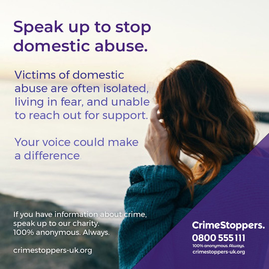 Last year, our charity passed on 6,422 pieces of anonymous information about #DomesticAbuse to the police. If you're worried someone's suffering from domestic abuse, speak up to our charity, 100% anonymously: bit.ly/DomesticAbuseCS