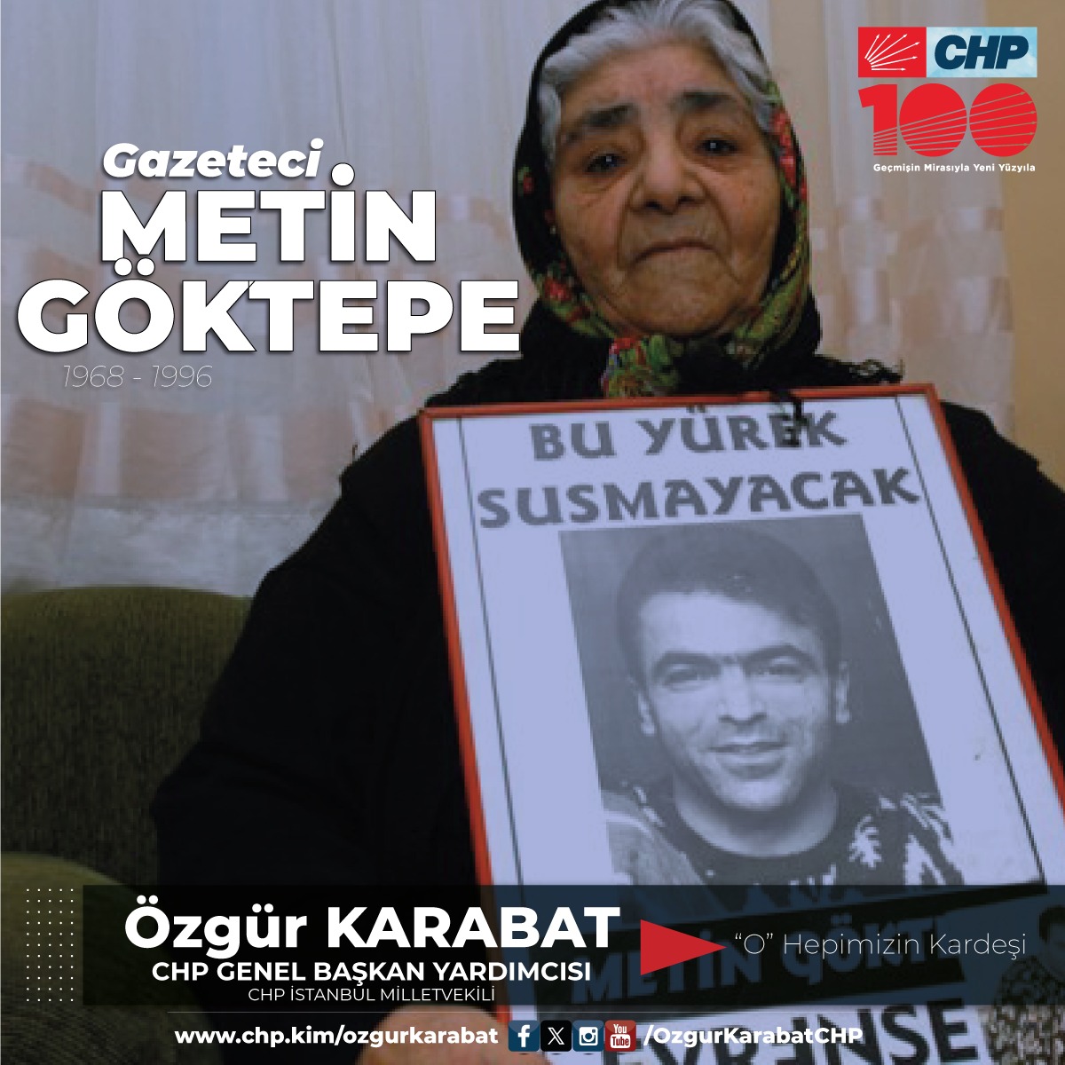 Yaşamı ve mücadelesiyle gazetecilik mesleğinin yüz akıydı Metin Göktepe. Evrensel gazetesi muhabiri gazeteci #MetinGöktepe'yi katledilişinin 28'inci yılında saygıyla anıyorum.