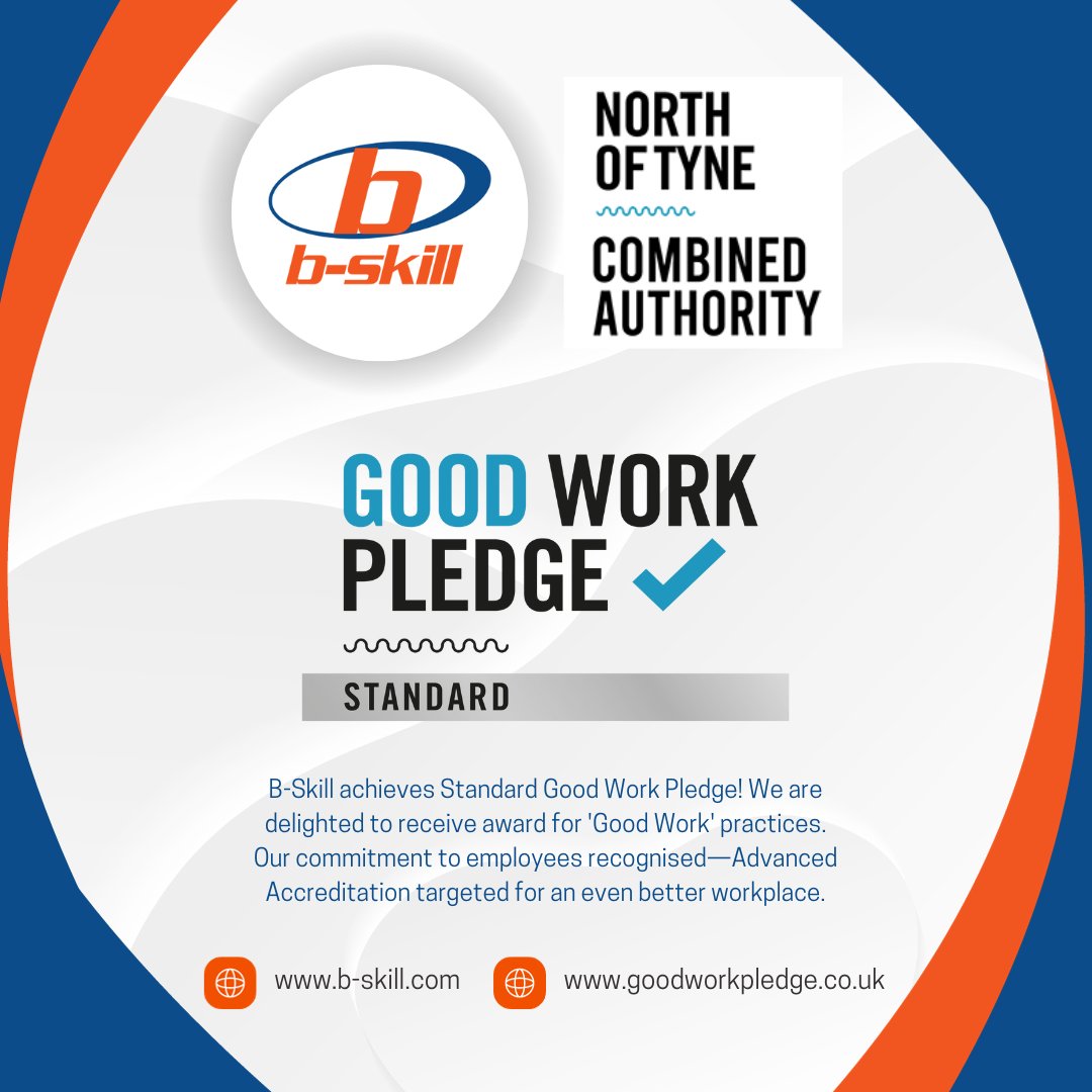 bskill2000's tweet photo. 🎉✨We're excited to share that B-Skill has received the Standard Good Work Pledge from the Good Work Pledge organisation! 🏆🌟

#BSkill #GoodWorkPledge #StandardAward #NewYearNewBeginnings #PositiveWorkEnvironment #ChampioningSuccess #NorthOfTyne https://t.co/KjEmW8l5VN