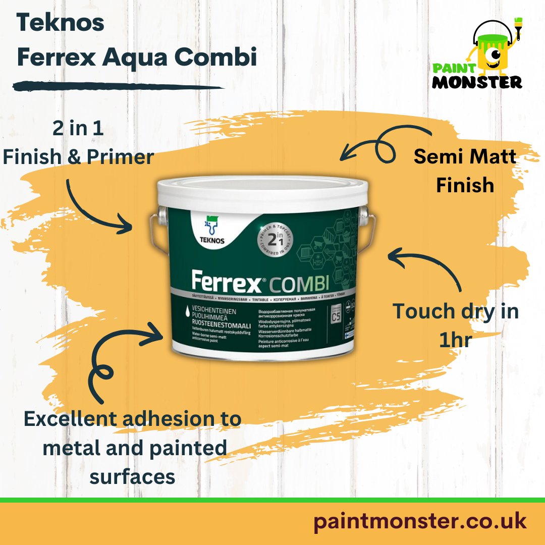 PaintMonsterUK's tweet photo. One of our top paint products is 𝐓𝐞𝐤𝐧𝐨𝐬 𝐅𝐞𝐫𝐫𝐞𝐱 𝐀𝐪𝐮𝐚 𝐂𝐨𝐦𝐛𝐢

A brilliant water-borne tintable anticorrosive paint for priming, top coating and one-layer painting ✔️

➡️https://t.co/6Qui5T1Pxi https://t.co/L2wmkxJX5p