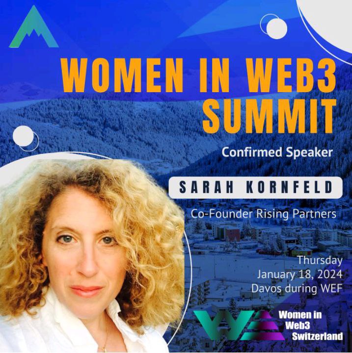 Exciting News! Sarah Kornfeld @SaraheKornfeld, a She is $Near Council, will grace the stage at the Women in Web3 Summit @wiw3ch on January 18, 2024, in Switzerland! With her profound crypto expertise and unwavering commitment to women in tech,