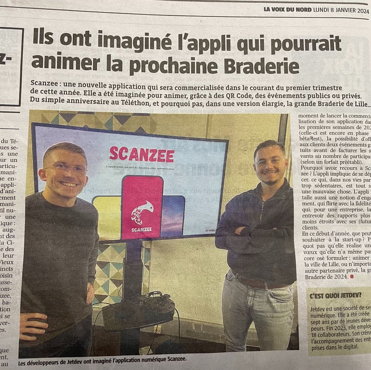 ScanzeeApp's tweet photo. ⚠️ On parle de nous dans @lavoixdunord 🚀

@MetropoleLille : Scanzee pour la braderie ça vous tente ?

Le lancement c'est pour bientôt ! N'hésitez pas à nous suivre sur les réseaux pour être tenus au courant !

#applicationmobile #communication 
Lien de l'article en commentaire👇🏼 https://t.co/i2DgTuS06H