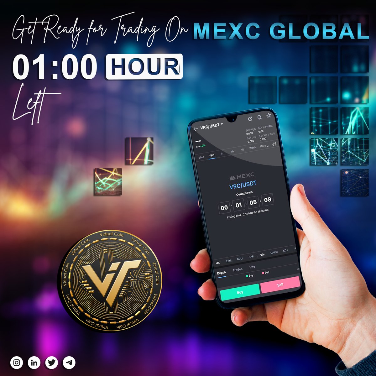 VrcNetwork's tweet photo. Just 1 Hour Left! 🚀
Gear up, traders! In just one hour, the doors to thrilling trading opportunities with #VRC on MAXC Global open widely
MAXC : https://t.co/t0uGeTXZOc
#VRC #VRCCoin #vrcworld #blockchain #MEXCGlobal #Vzoneworld #VRCListing #vzonesolutions #mexcgloballisting https://t.co/wdrtMSysfM