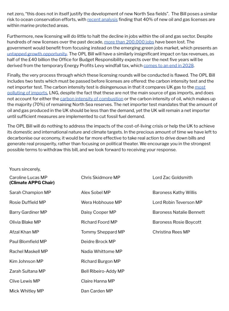 The Offshore Petroleum Licensing Bill won't cut your bills or strengthen our energy security.

But it will seriously undermine our efforts to tackle climate breakdown.

Ahead of tonight's vote, I've joined @ClimateAPPG MPs in calling on the Energy Secretary to scrap the Bill.