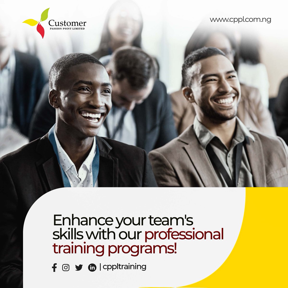 cppltraining's tweet image. Enhance your team's skills with our professional training programs! From leadership development to specialized skills enhancement, our experts deliver top-notch training that drives success
Let's discuss your training needs.
Call: 07011962027
Email: info@cppl.com.ng
#cppltraining
