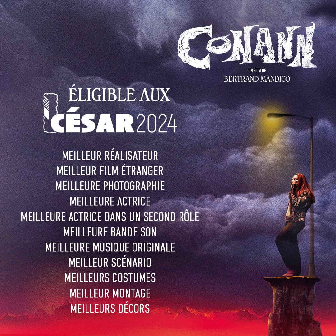 UFODISTRIBUTION's tweet photo. À l'attention des membres de l'Académie des #César ⚔️

#CONANN, une relecture du mythe au féminin signée Bertrand Mandico, est nommé dans 11 catégories ✨ https://t.co/GAgxafJtZE