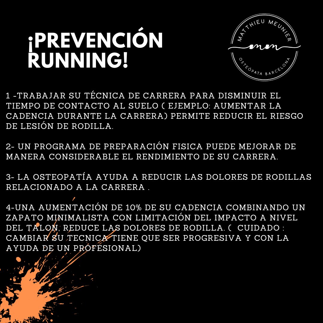 eosteopata's tweet photo. ¿Como puedo mejorar mis dolores de rodilla en carrera ? 
En este post, te doy 4 consejos para prevenir eventual dolores de rodilla en carrera . 
¡Si quieres saber más, no dudes a contactar conmigo 😉!
#dolordeportiva #prevencióndolorosteopatía #prevencióndolor #osteopatabarcelona https://t.co/0Qgplelhlt