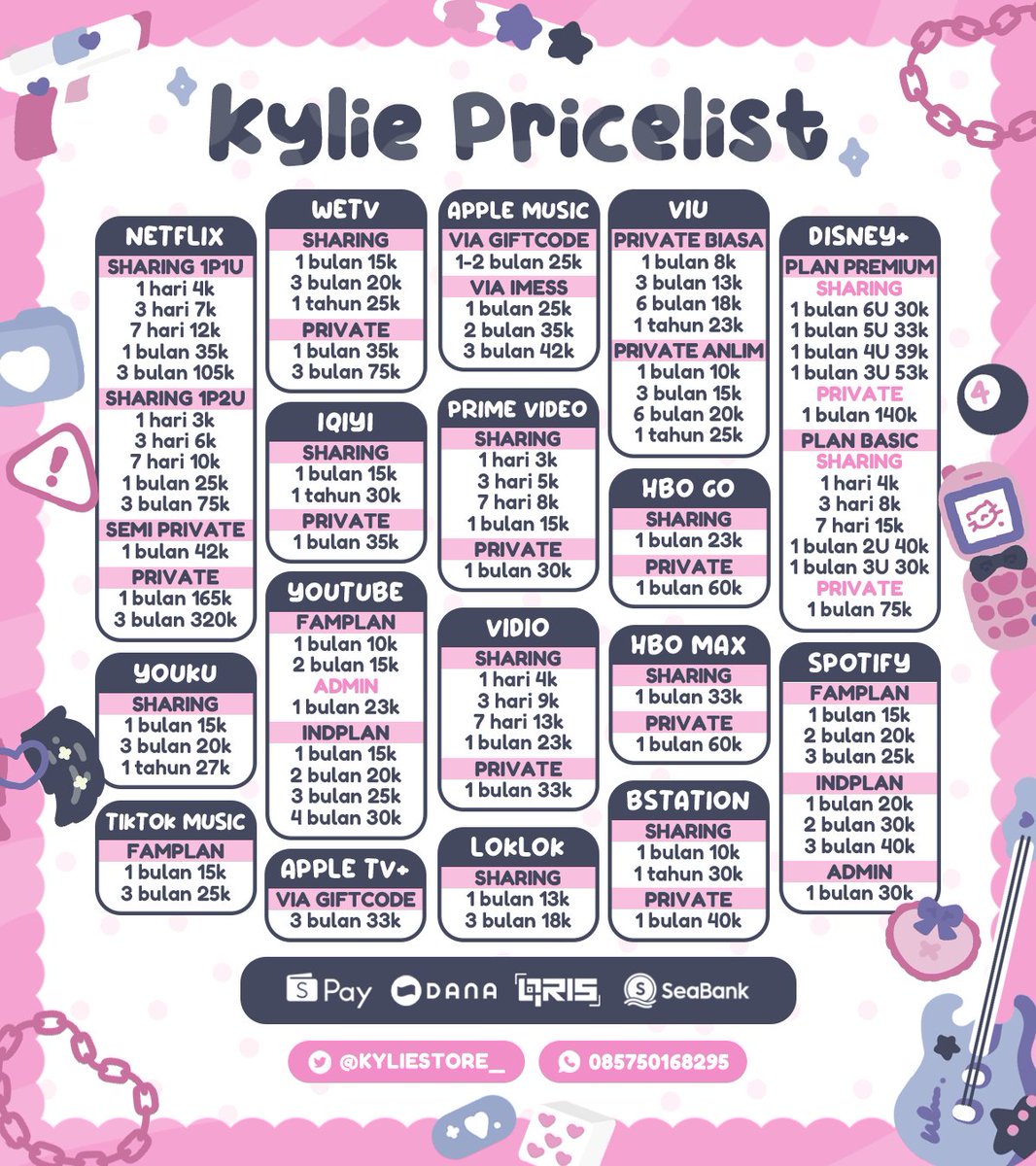 fluffeir's tweet photo. Cari app prem? Kay ada nih
Sudah bergaransi &amp; 100% trusted ★
Harga? pastinya terjangkau!! fsr dan prosesnya satset 😼✊🏻

💌 Testi : https://t.co/hVMEdKMwf0…
☎️ Contact : https://t.co/P0CfBzuOg5 // @kyliestore_
💳 Payment : all e-wallet &amp; qriss

#zonauang #zonajajan #zonaBA https://t.co/PAeAnrRlPG