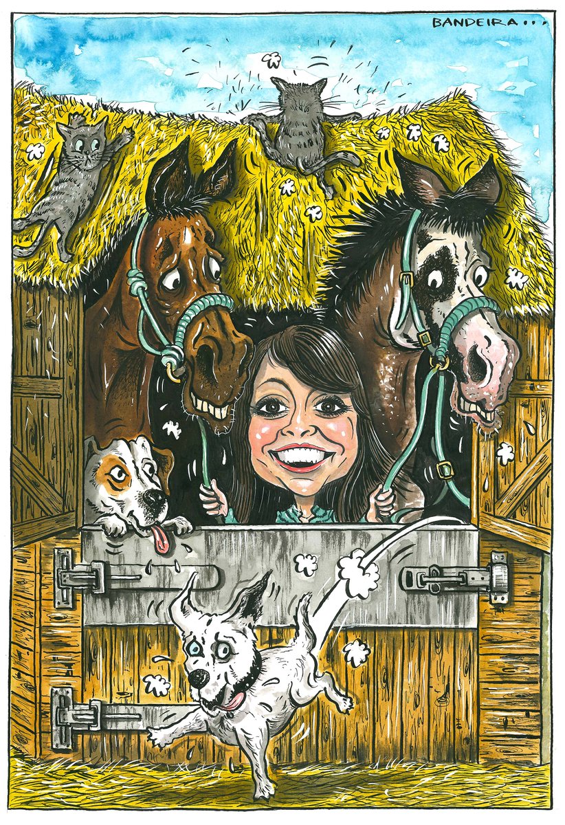 GraemeBandeira's tweet photo. Really enjoyed this commission for @hazelmjones and her beloved family 😀😹😹🐶🐶🐴🐴

https://t.co/mvKUVdcxha https://t.co/4BmIa0eiHF