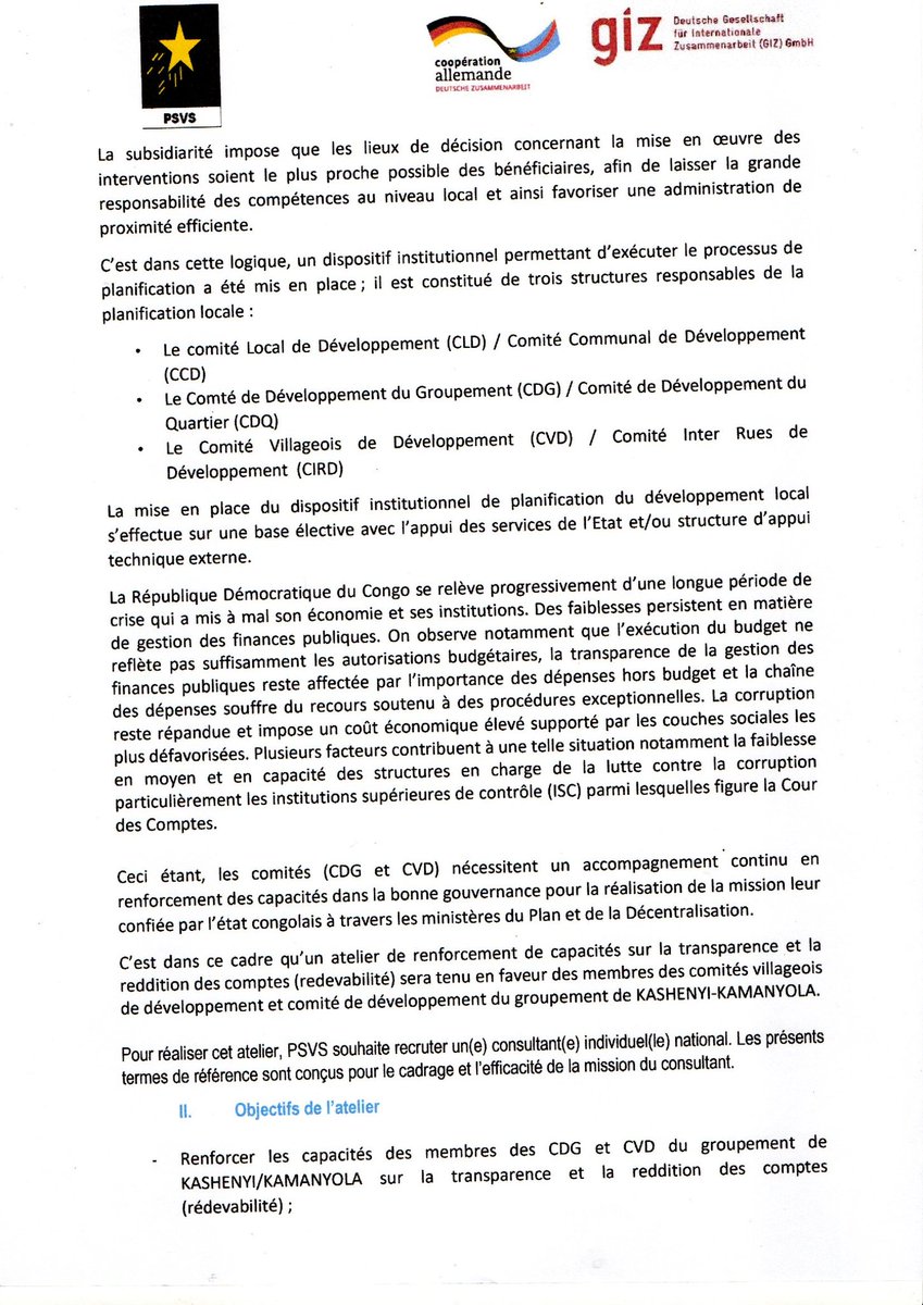 OfficielPSVS's tweet photo. APPEL D'OFFRE

@OfficielPSVS procède au recrutement d'un(e)  consultant(e) pour faciliter un atelier sur la transparence et la reddition des comptes (redevabilité)
Pour plus d'informations, consultez les contenus ci-dessous https://t.co/Ema16qiZ3n