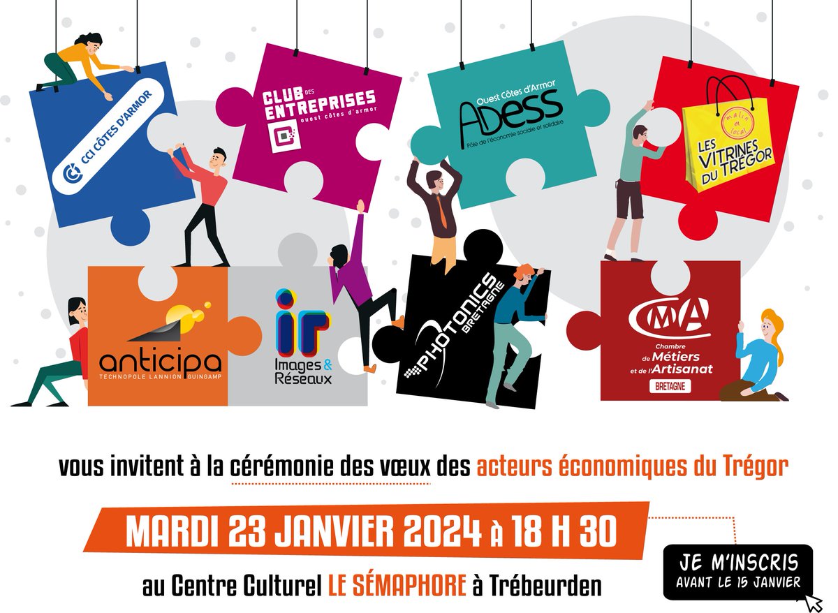 [VOEUX ECO] 🌟 Rejoignez-nous le mardi 23 janvier 2024 à 18h30 à Trébeurden (salle du sémaphore) pour la traditionnelle cérémonie des vœux des acteurs économiques du Trégor !

Cliquez ici 👉 urlz.fr/p84r avant le 15/01 pour vous inscrire

<a href="/AggloLTC/">Agglo_LannionTregor</a>  @GuingampPaimpol