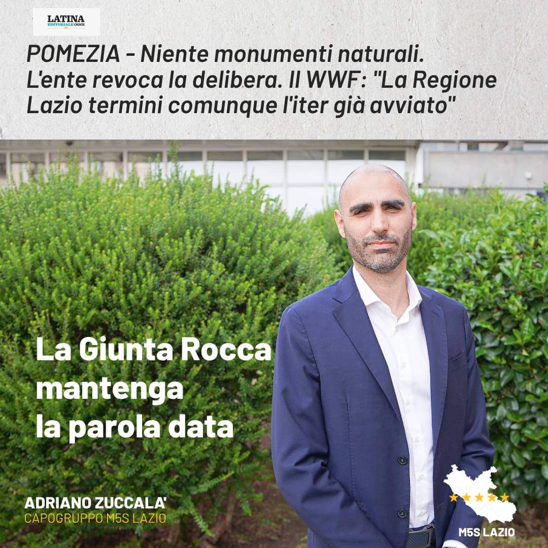 Rocca e la sua Giunta possono concludere l’iter già avviato in Regione Lazio per l’istituzione dei #monumentinaturali "Geositi cava Tacconi e laghetti di Pratica di Mare, dune e bosco del Pigneto e bacini di Campo Selva" a #Pomezia. 
Si proceda immediatamente a concludere l’iter!