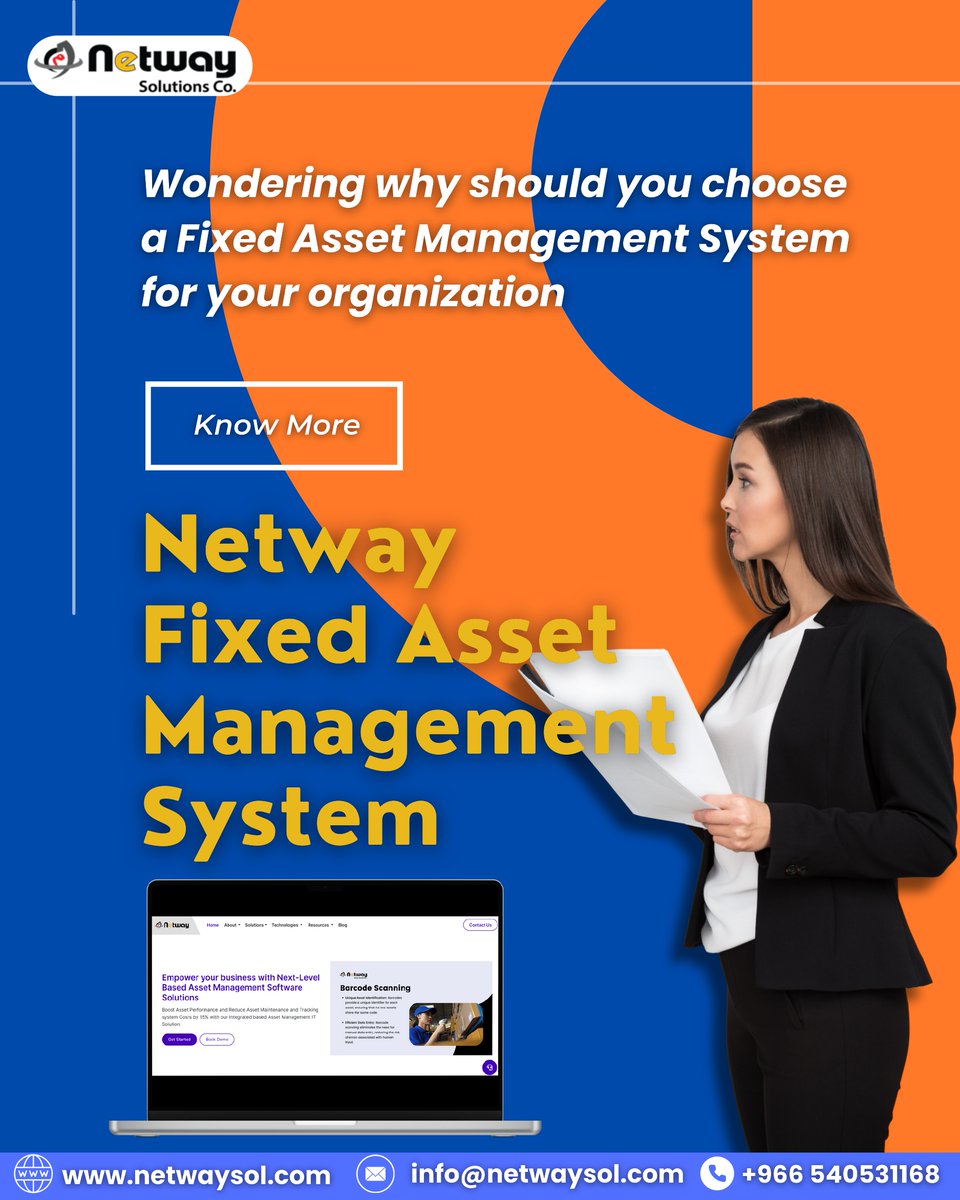 SolutionsNetway's tweet photo. Netway Fixed Asset Management System - Your solution for efficient asset management. #FixedAssetManagement #Netway #Corporate #Retail #IT #assetmanagement #assetmanagers #assettracking #assetmanager https://t.co/4W0pxrGiwt