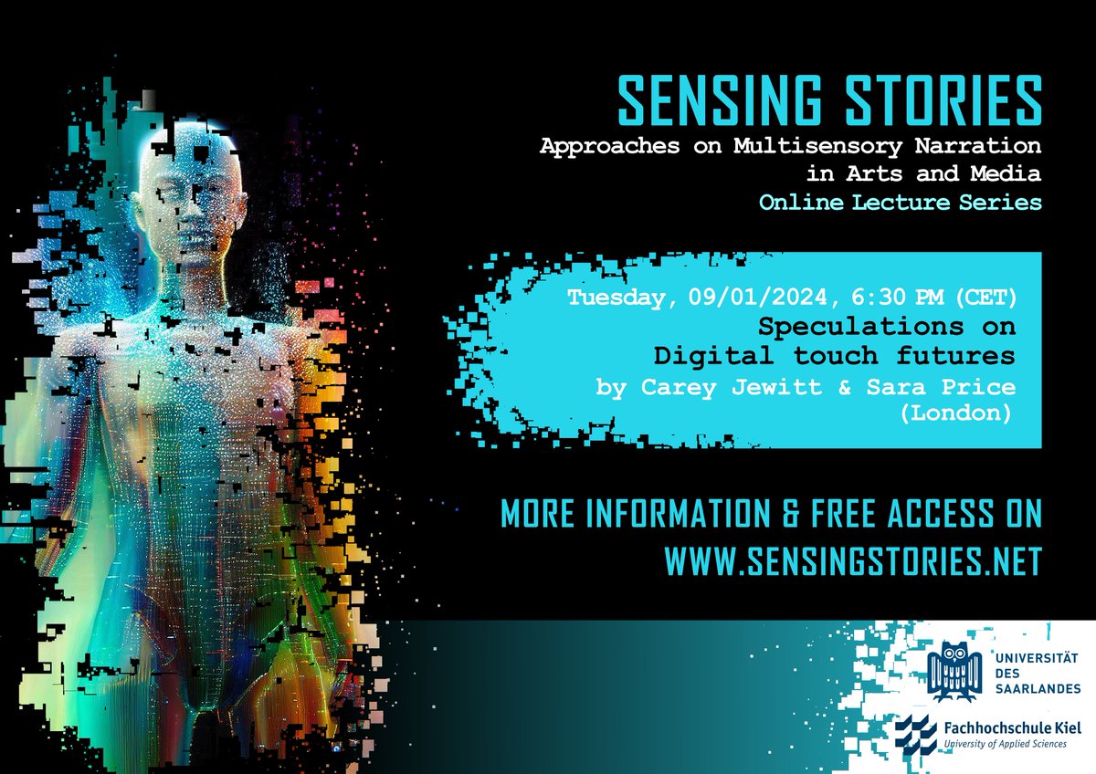 #Sensingstories Exciting Announcement! Our lecture series continues with the first talk of the year "Speculations on Digital Touch Futures," led by two renowned scholars, Carey Jewitt and Sara Price, from UCL. sensingstories.net
